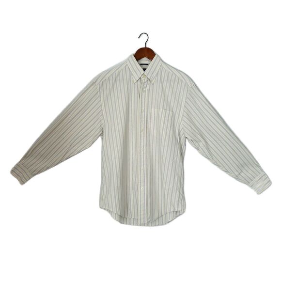 Nautica Button Up Shirt Men Medium Multi Vertical Stripe Cotton Logo Classic - Picture 1 of 12